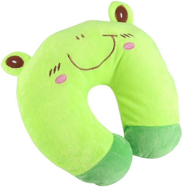 KaiSai U-förmiges Nackenkissen aus Baumwolle und Polyester in Frog Yellow für die Reise im Auto - Bild 1