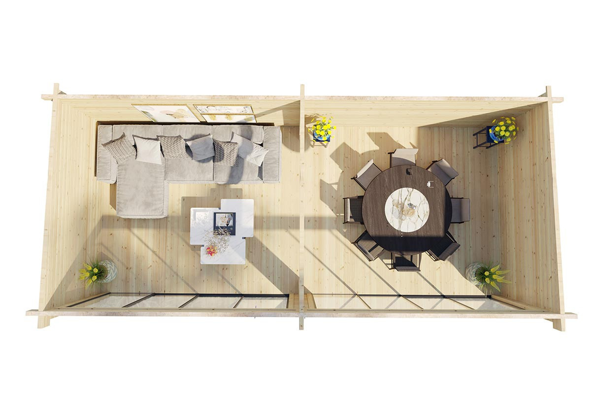 Modernes Gartenhaus Rebeka aus Holz mit komplett zu öffnender Vorderseite, B/T: 8 x 4 m - Bild 2