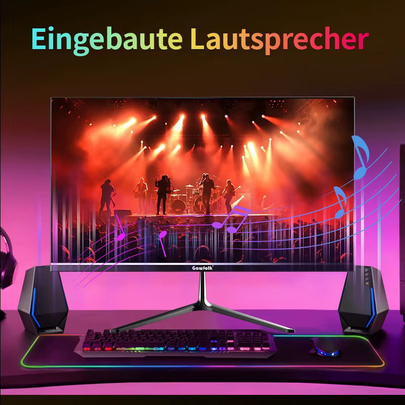 Gawfolk Gaming-Monitor 24,5 Zoll gebogen, Full HD 1080P, IPS-Panel, 200 Hz, Schwarz - Bild 3