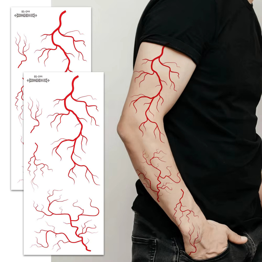 ROCOOART Lightning Tattoos, 2 Blatt, Schwarz und Rot, Unisex - Bild 5