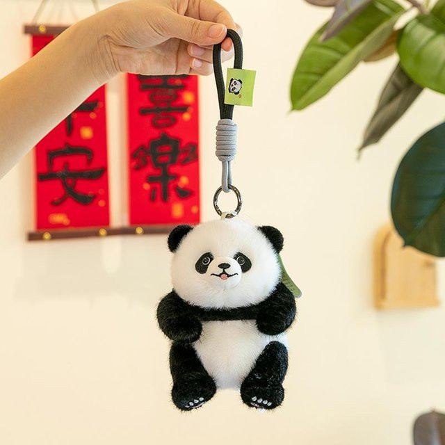 Panda kleine Blume Plüschtier, Rucksackanhänger, Hanhan Schlüsselanhänger, rot - Bild 1