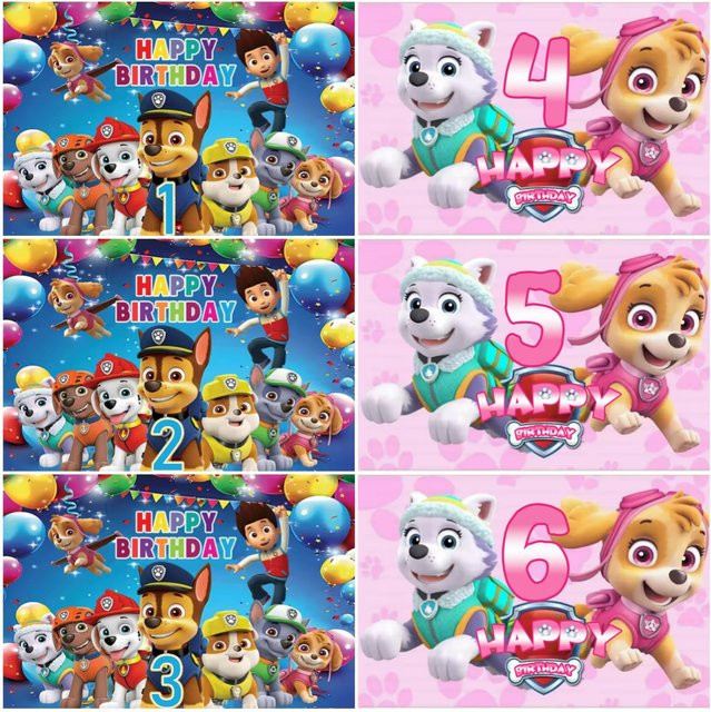 Paw Patrol Party Dekoration Hintergrund Banner für Kindergeburtstage, Mehrfarbig, Breite: 90 cm, Höhe: 90 cm - Bild 1