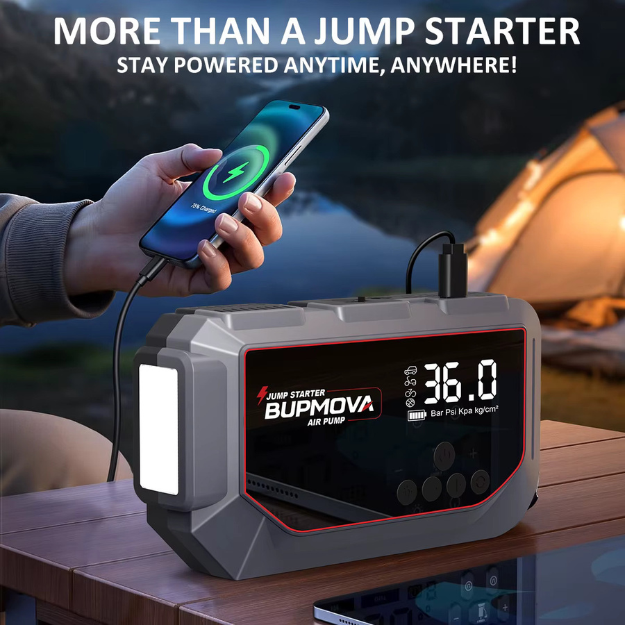 BIUBLE 4-in-1 Auto-Starthilfe mit Luftkompressor und Powerbank, 4000 A, 150 PSI Reifenfüller und tragbarer Batterie-Starter - Bild 3