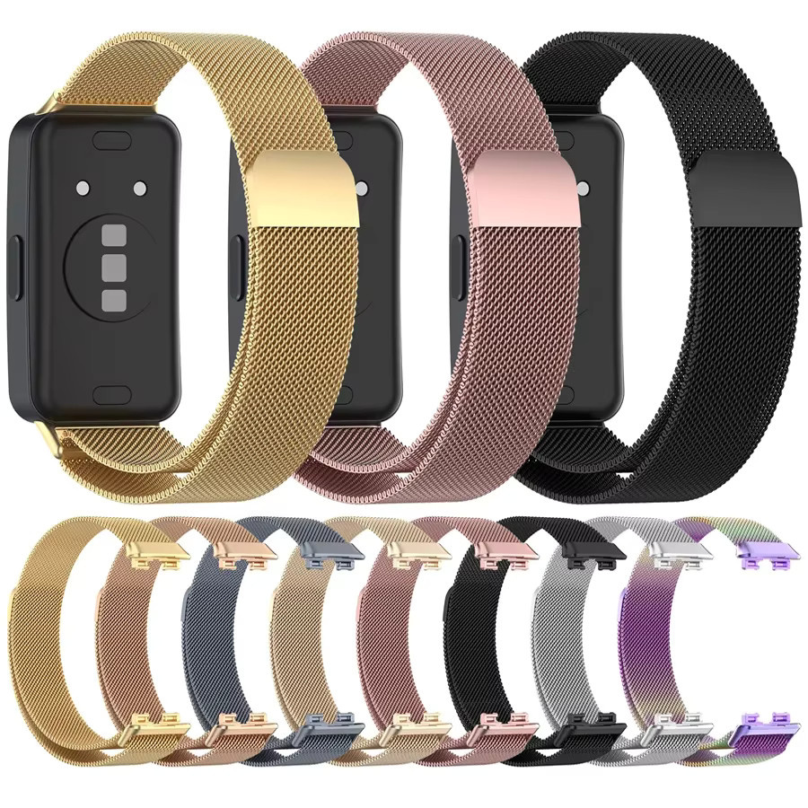 Uhrenarmband Milanaise Loop für Huawei Band 8 9, Edelstahl, Silber, Unisex - Bild 2