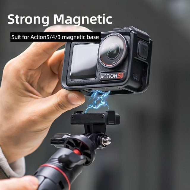 DJI Magnetischer Adapter mit verstellbarer Halterung und Stativ-Verbindungsbasis für Action 5 Pro, 4 und 3 Sportkameras in Schwarz - Bild 1