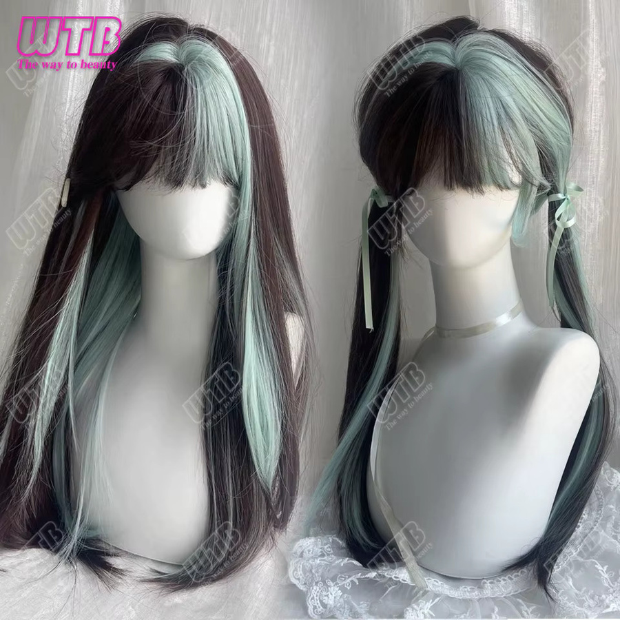 WTB Synthetische Perücke, langes glattes Haar mit Pony, Damen - Bild 4