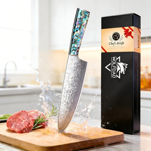 SAEIV Kochmesser aus Edelstahl mit buntem Griff aus Schalenmaterial - Bild 1