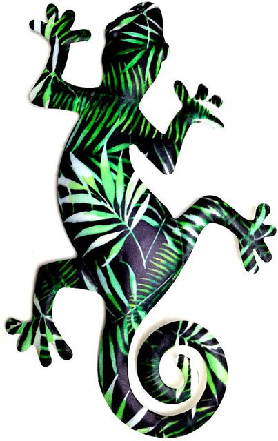 CosyHome Metall Gecko Wandkunst Dekoration Grüne Hängende Skulptur für Wohnzimmer und Garten - Bild 1