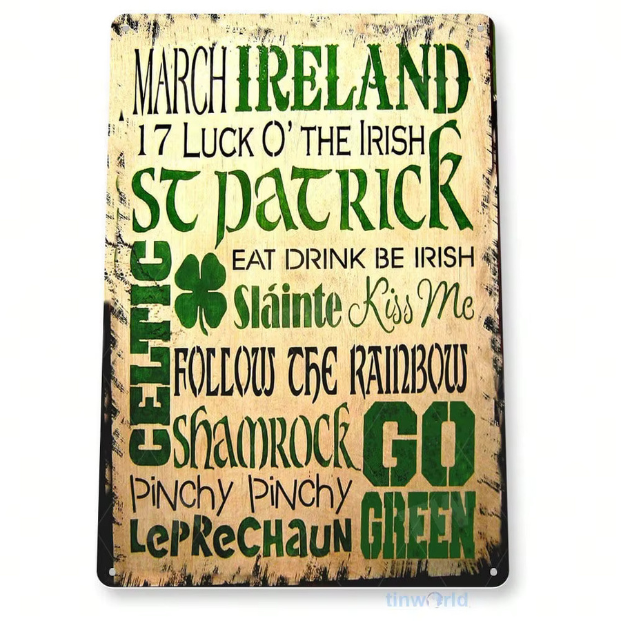 CIFBUY Vintage Irish Pub Blechschild aus Metall in Multicolour für deine St. Patrick's Day Wanddekoration - Bild 3
