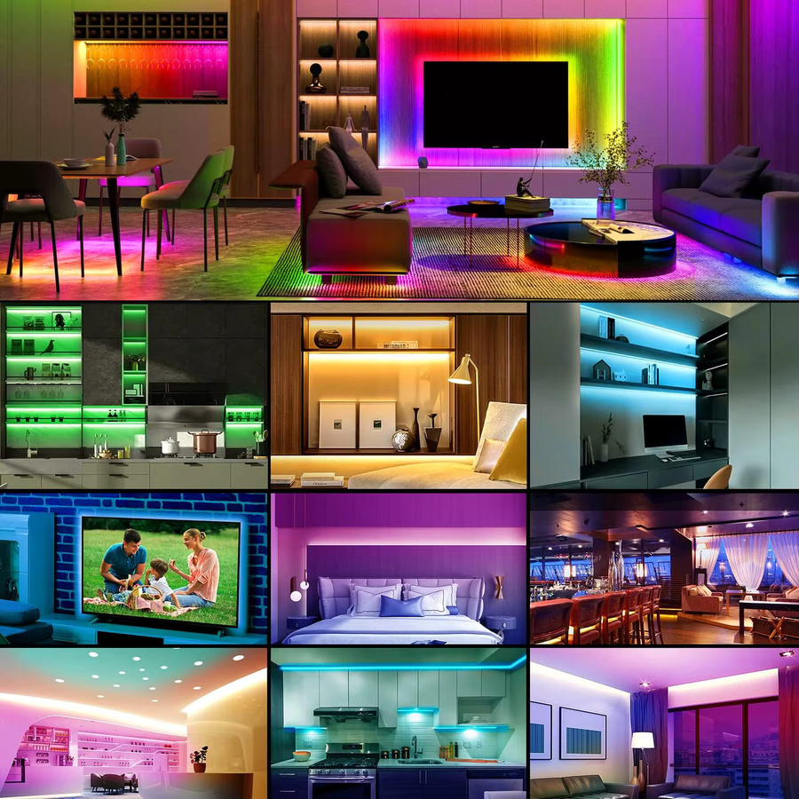 GHUSTAR RGB LED Lichtstreifen mit WLAN und Bluetooth für TV, USB 5V Smart Tape Light mit Fernbedienung und Sprachsteuerung, Multicolour - Bild 6