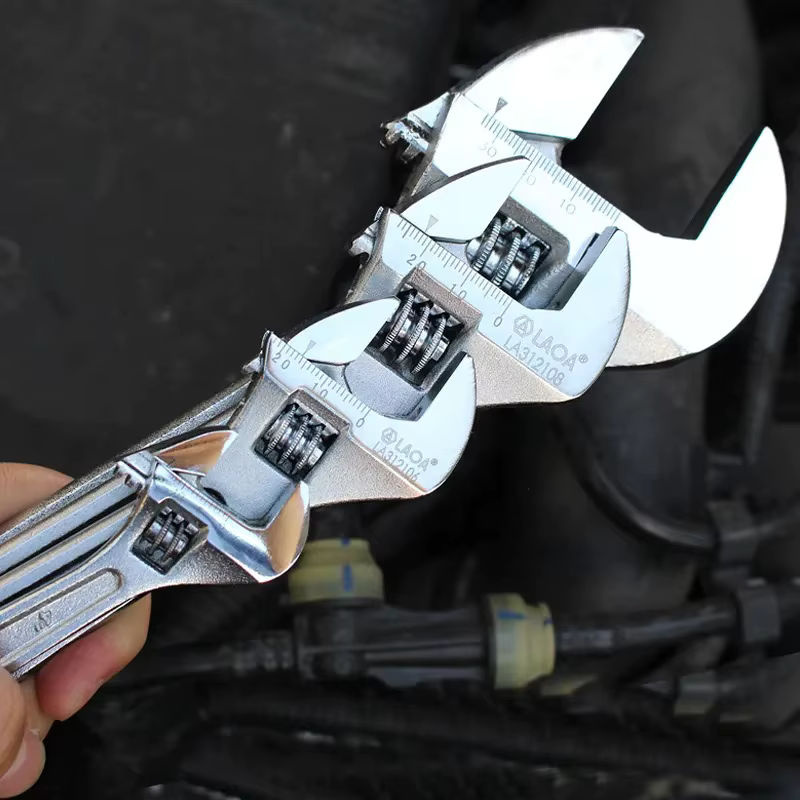 LAOA Verstellbarer Schraubenschlüssel aus Stahl in Silber als schwerer Affenschlüssel für industrielle Anwendungen und KFZ-Werkstatt - Bild 2
