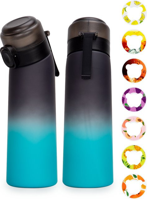 YOCITY Aromatisierte Wasserflasche aus Edelstahl mit Aroma-Pads, 650 ml, Schwarz - Bild 1