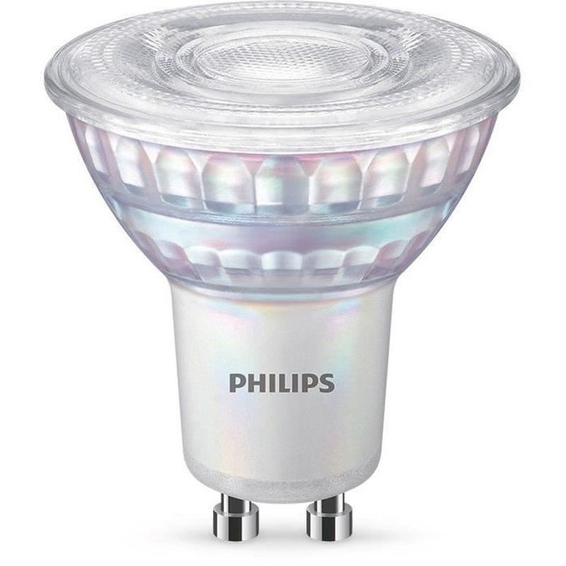 Philips LED-Lampe GU10 mit warmweißem Licht, dimmbar, transparentes Glas, 50W Äquivalent - Bild 2