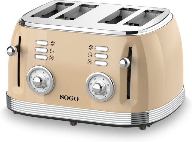 SOGO Retro Toaster in Beige aus Metall mit Auto-Shutoff - Bild 1