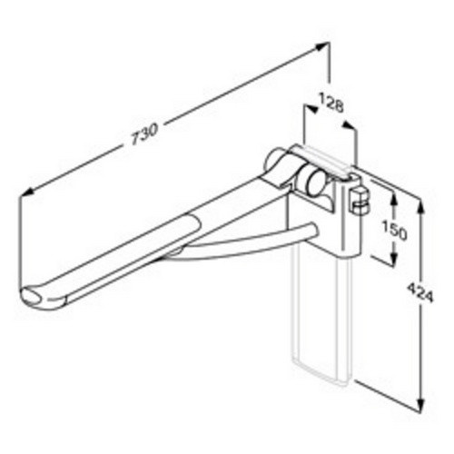 Pressalit Stützklappgriff PLUS für WC-Lifter, silberfarben, rechtsbedient, Länge: 73 cm - Bild 1