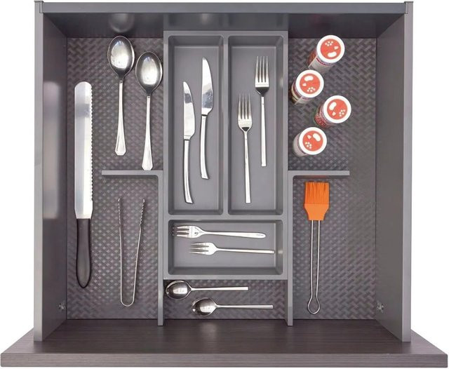 Ninka Besteckeinsatz mit Trenner Basis-Set 4 aus Kunststoff in Dunkelgrau, Tiefe: 55 cm - Bild 1