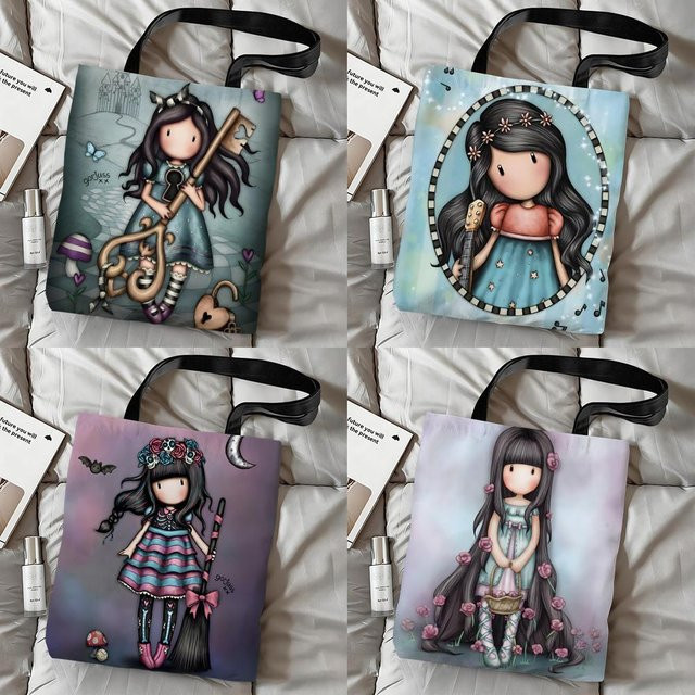 Santoro Gorjuss Aufbewahrungstasche aus Canvas in Weiß und Multicolour, doppelseitig bedruckte modische Schuldtasche für Damen mit großer Kapazität - Bild 1