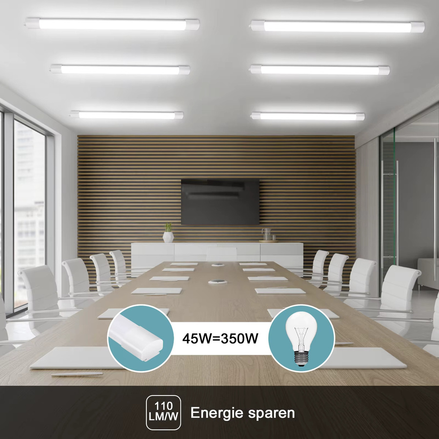 Oraymin LED-Leuchtstoffröhre Wet Room, 45 W, 4950 lm, IP66 wasserdicht, Neutralweiß 4000 K, Länge: 150 cm - Bild 5