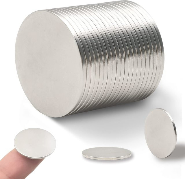 U-POLEMAG Mini-Kühlschrankmagnete aus Metall in Silber, Durchmesser: 20 mm, Dicke: 1 mm - Bild 1