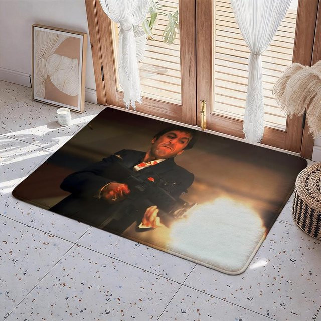 Magic Zhu Scarface 1983 Fußmatte aus Eco Flanell, rutschfest und geruchlos, B/B: 80 x 120 cm, Multicolour - Bild 1