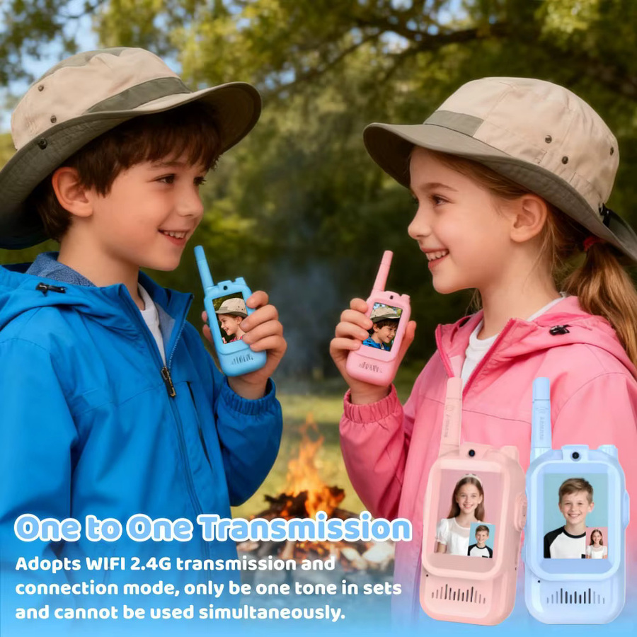Ourlife Video-Walkie-Talkies für Kinder mit 2-Zoll-HD-Bildschirm, 2 Stück, Blau - Bild 3