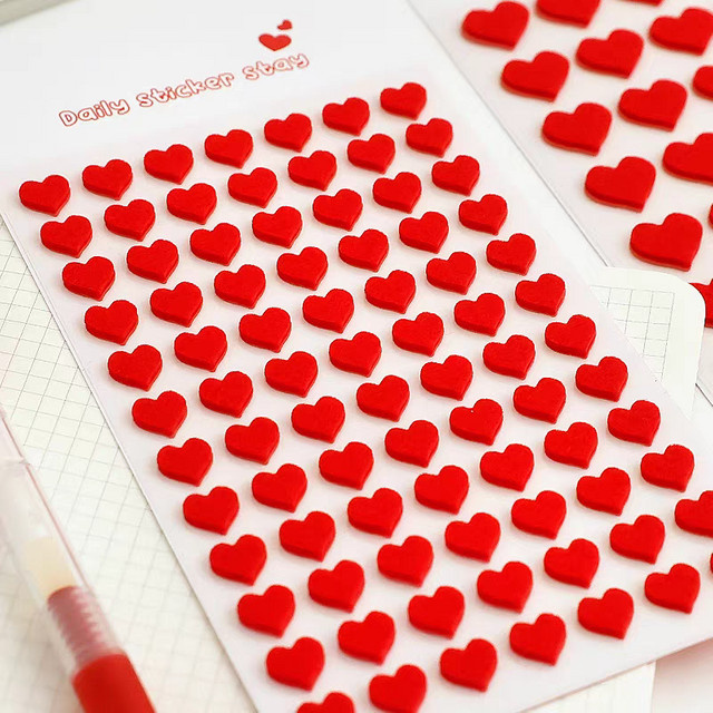 BONITO Red Hearts Love 2-in-1 Vlies-Aufkleber in Rot für Scrapbooking, DIY und Tagebuch - Bild 1