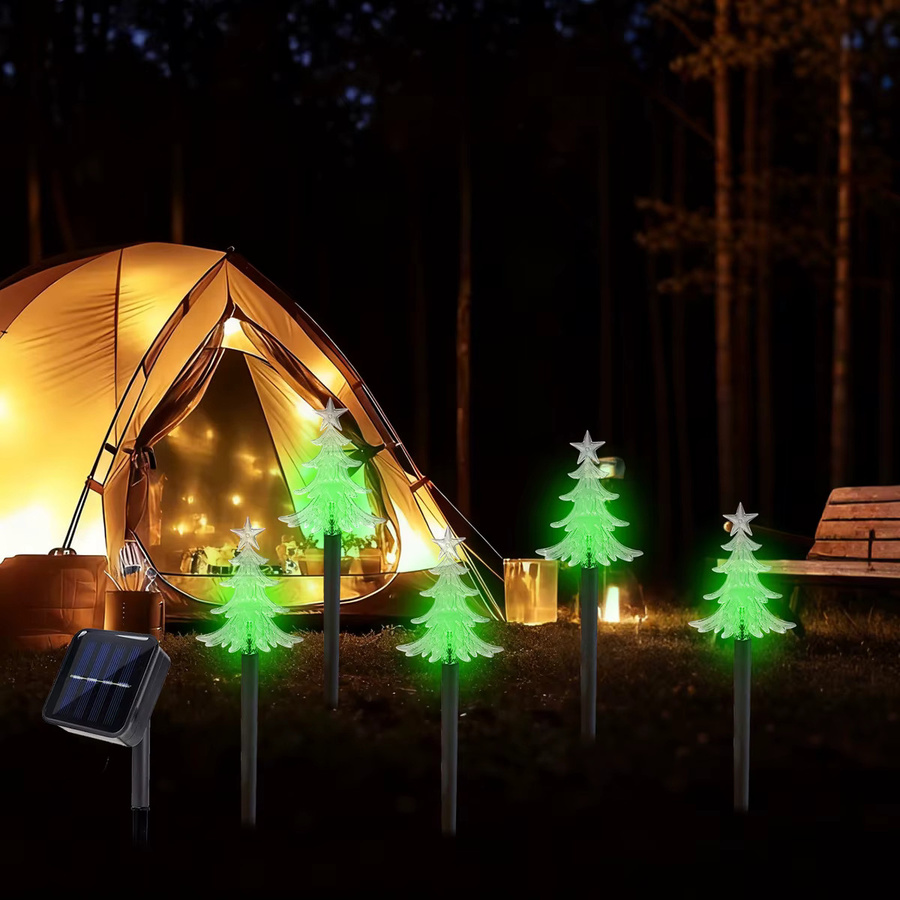 Peach Forest 5er Set Solar Gartenstecker mit 8 Beleuchtungsmodi, Wasserdichte RGB Fee Lampen für Terrasse und Rasen, Grün - Bild 2