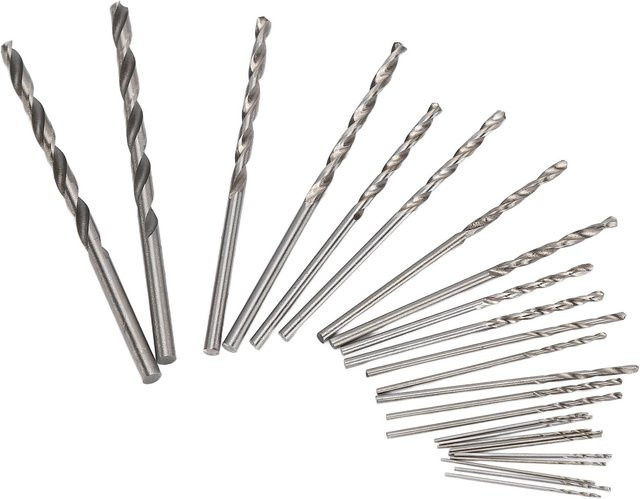 TOMTOP Mikro Spiralbohrer Set aus HSS, 25 Stück, Silber, Durchmesser 0,5 bis 3 mm für Schmuck, Uhren und Leiterplatten - Bild 1