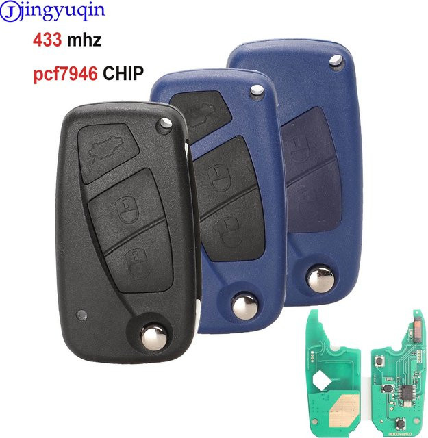 Jingyuqin Flip-Funkschlüssel 433 MHz mit PCF7946-Chip für FIAT 500 Panda Punto Bravo (2/3 Tasten) - Bild 1