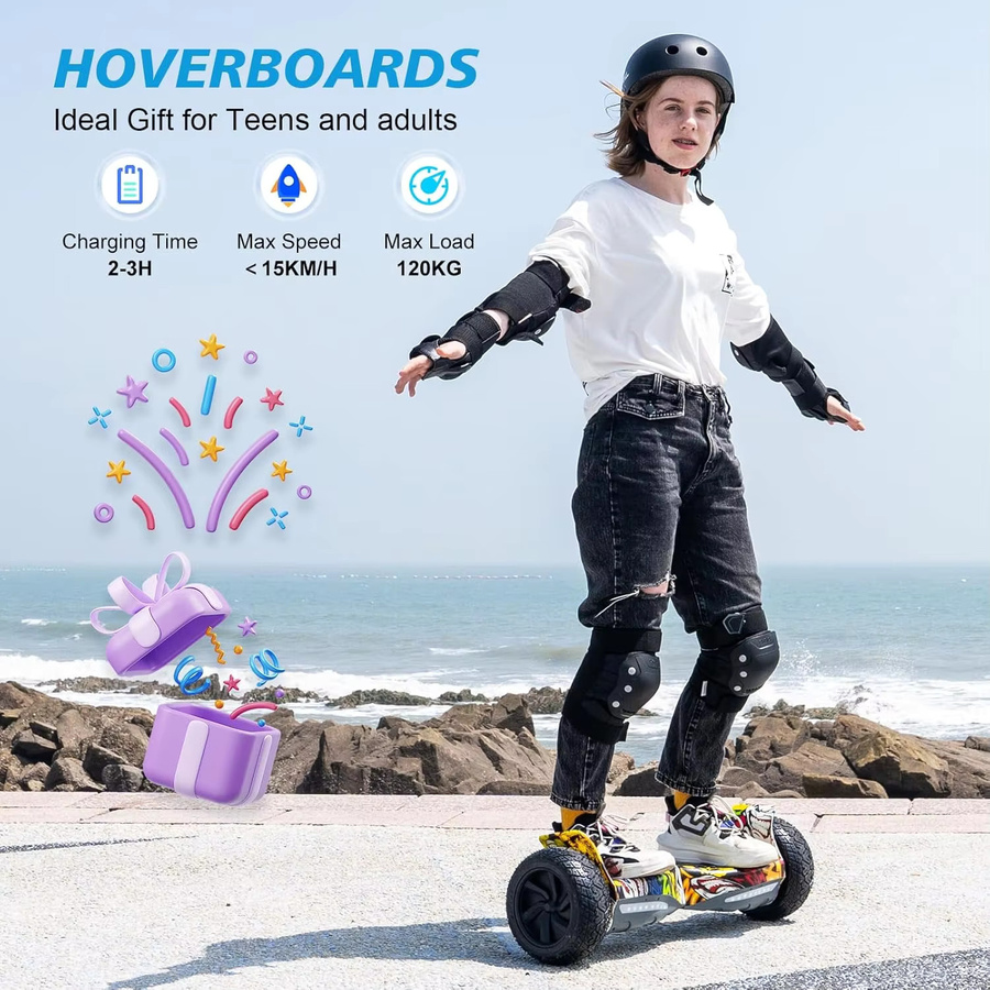RCB Hoverboard, Selbstbalancierender Elektroroller, 8,5 Zoll, mit App-Steuerung, Bluetooth-Lautsprecher & LED-Lichter - Bild 2