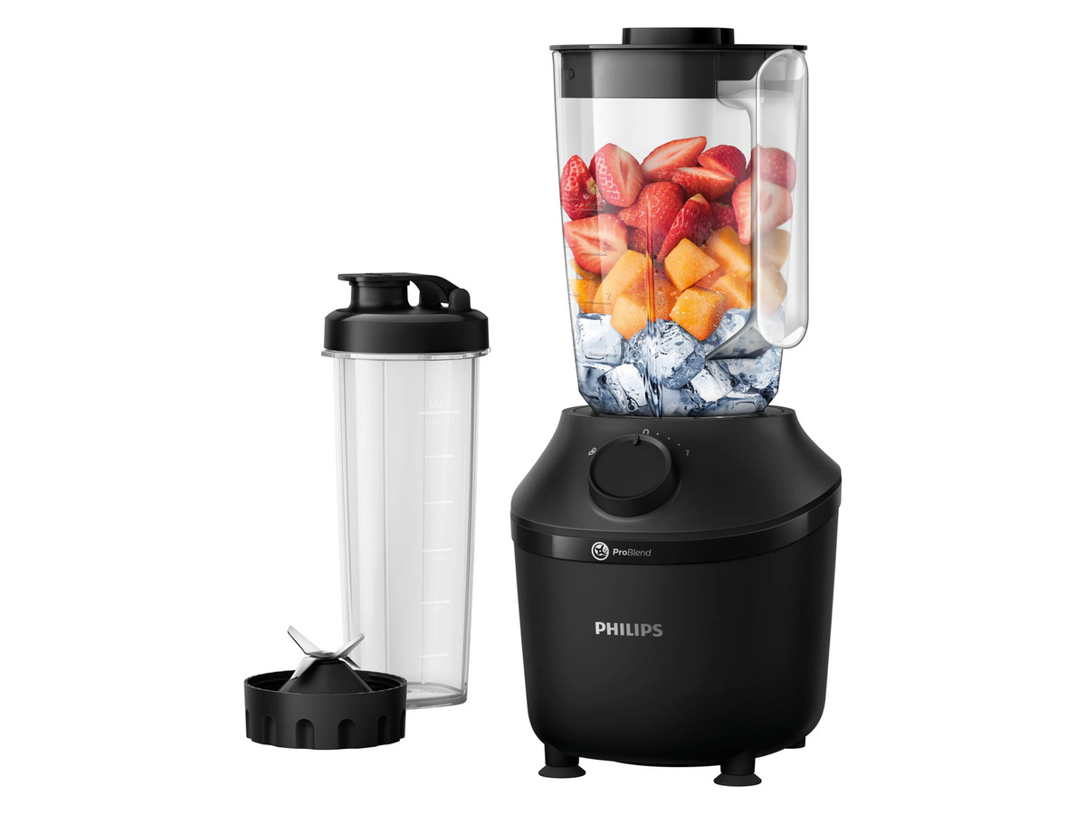 Philips Standmixer 3000 Series HR2041/41 Schwarz mit 1,9 l Behälter und Trinkflasche - Bild 2