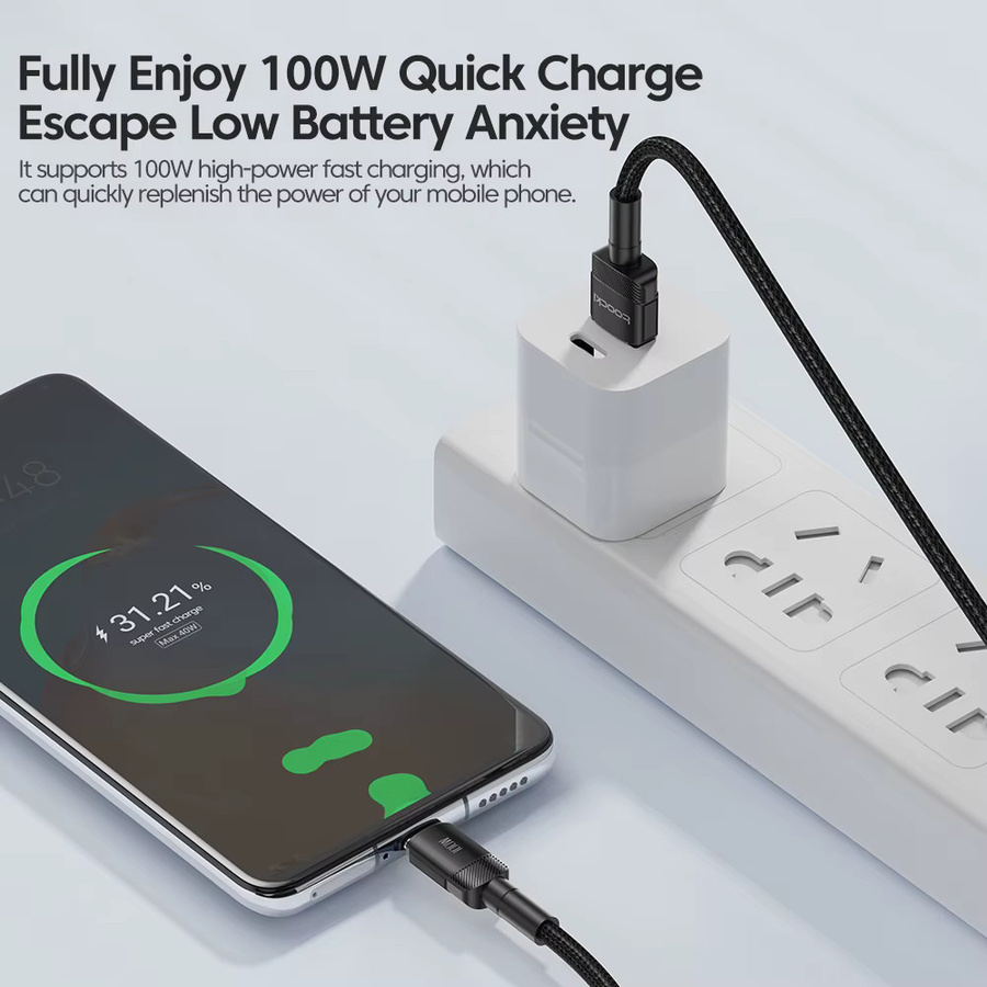 Toocki 3er-Pack USB-C-Kabel mit 100W Schnellladung und QC4.0 in Schwarz - Bild 2