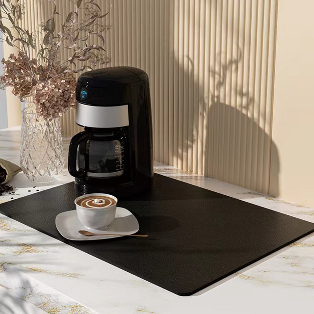 VIKAMA Kieselgur-Tischset aus Kork, saugfähige Unterlage für Kaffee und Küche, Schwarz, B: 30 cm, T: 40 cm - Bild 1