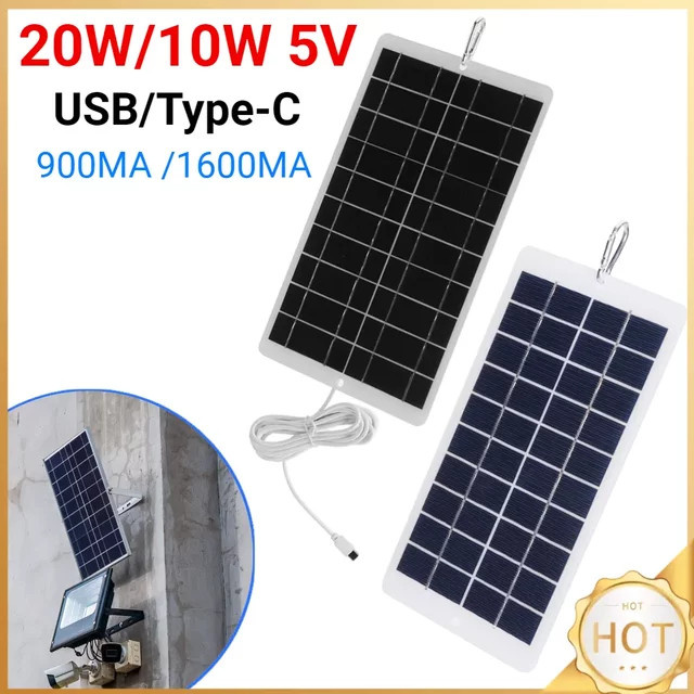 ALLOYSEED Solarpanel-Ladegerät mit 20W und USB/Typ-C-Ausgang, wasserdichtes Solarpanel für drahtlose Überwachungskameras - Bild 1