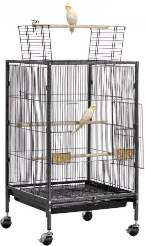 VEVOR Vogelvoliere aus Schmiedeeisen mit Rollen und offener Oberseite, Farbe: Schwarz, B/T/H: 46,0 x 46,0 x 77,0 cm - Bild 1