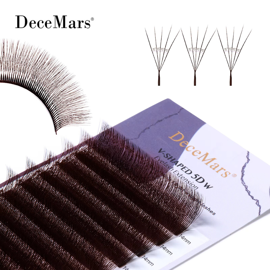DeceMars Wimpernverlängerungen 5D V-förmig, Braun, 12 Reihen - Bild 5