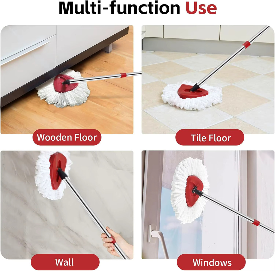 Vileda Ersatzset für EasyWring Mikrofaser Spin Mop mit Mopkopf, Bodenplatte und Griffersatz für das 1-Tank-System - Bild 3