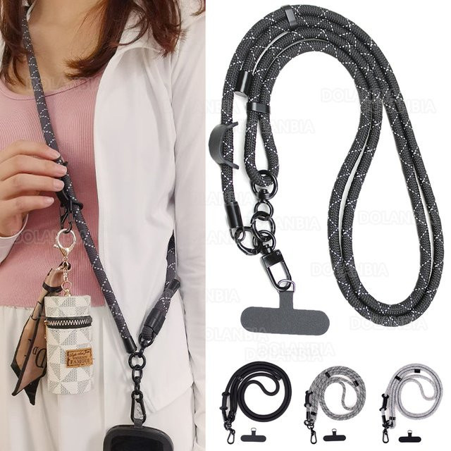 DOLANBIA Telefon-Lanyard in Schwarz, verstellbares und abnehmbares Halsband mit Kartenclip für deine Handyhülle, Länge: 150 cm - Bild 1