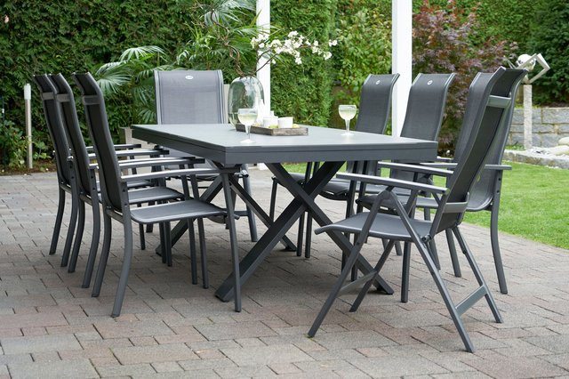 Hartman Garten-Essgruppe Xanadu / Alice Comfort in xerix/anthrazit aus Aluminium und Glaskeramik mit 6 Stapelsesseln und 2 Klappstühlen, Tisch B: 220-280 cm, T: 100 cm - Bild 1