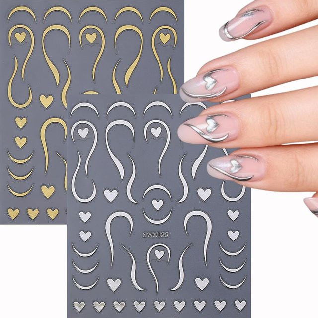 Nagelaufkleber, Gold Silber, Metallic, Unisex - Bild 1