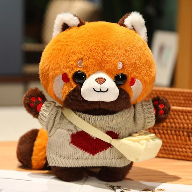 Waschbär in rotbraunem Rotpanda Cosplay Verkleidung, Plüschtier, 30cm, ab 14 Jahre - Bild 1