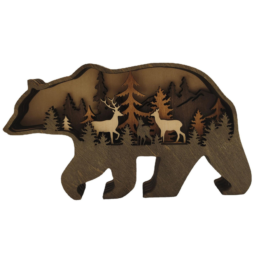 DIY Holz Ornament Elch und Braunbär in Braun als moderne Tischdekoration für dein Zuhause oder als Weihnachtsgeschenk von Household supplies MH - Bild 3