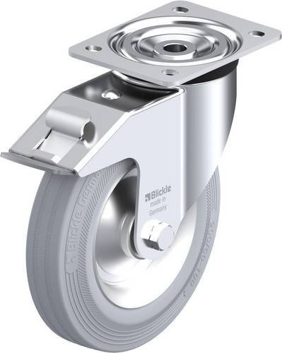 Blickle Lenkrolle L-V 202R-FI-SG mit Feststeller in Grau und Silber, Rad-Durchmesser: 20 cm, Tragfähigkeit: 205 kg - Bild 1