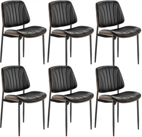 VEVOR Esszimmerstuhl Set aus 6 Stück, moderner gepolsterter Leder-Beistellstuhl in Schwarz mit Metallbeinen - Bild 1