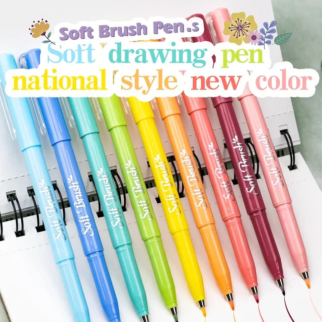 GN 6er-Set Soft-Tip Marker-Stifte in Retro-Farben für Handlettering, Kalligrafie und Zeichnen - Bild 1
