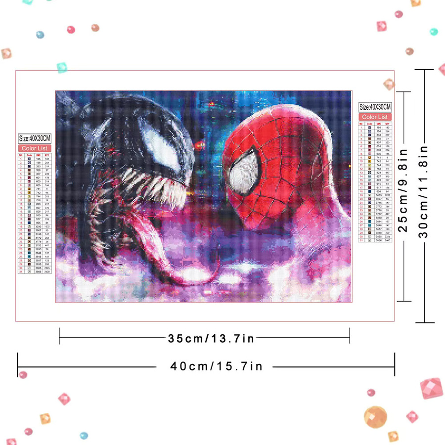 Marvel Venom Cartoon 5D Diamant Malerei, Diamant Mosaik, Bunt / Mehrfarbig - Bild 2