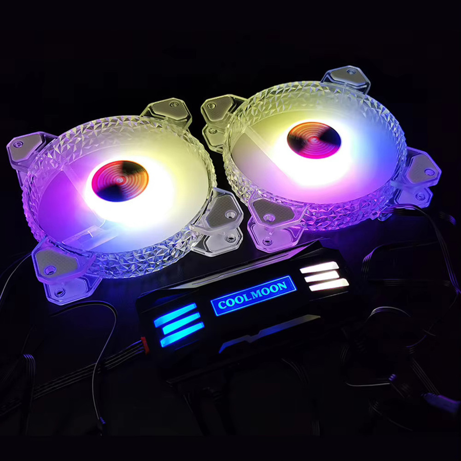 COOLMOON RGB Controller für PC Gehäuse und Radiatoren mit 4Pin PWM und 5V 3Pin ARGB Unterstützung, Farbe: Weiß - Bild 3