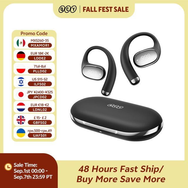 QCY Crossky R70 Open-Ear Bluetooth Kopfhörer mit LDAC und Bass Boost, Schwarz - Bild 1