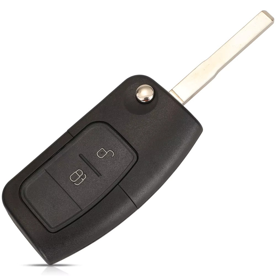 Jingyuqin Flip Remote Autoschlüssel Gehäuse für Ford Fusion Fokus Fiesta MK7 Mondeo MK3 MK4 Galaxy Ranger in Schwarz mit FO21/HU101 Klinge - Bild 2