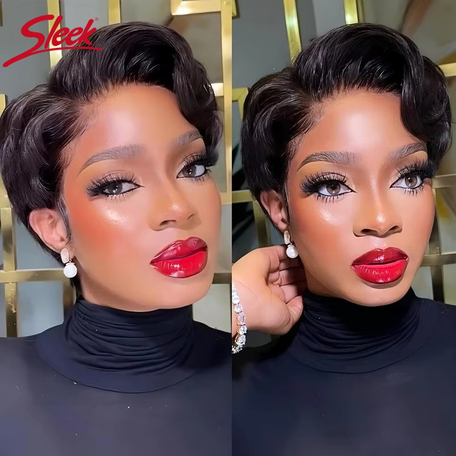 Pixie-Cut-Perücke aus Echthaar, kurz, Damen, Sleek - Bild 2